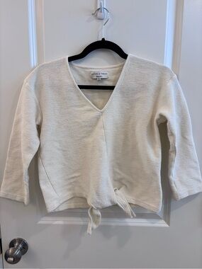Madewell Texture & Thread Off-White Textured V-Neck Top